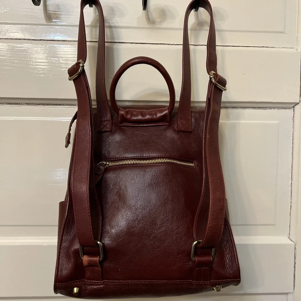 VTG WILSON LEATHER PELLE STUDIO BACKPACK DARK RED MESSENGER STYLE NICE W Handle